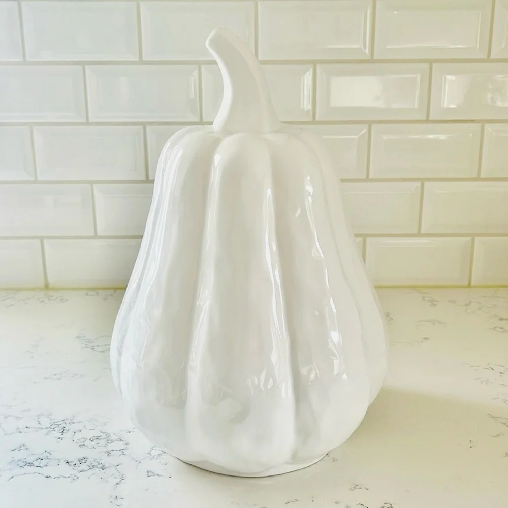 Crate&Barrel XLarge White Ceramic Gourd